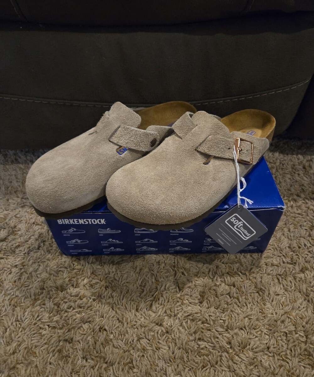 ** New Birkenstock Boston size 42 11 9 Taupe suede leather soft footbed